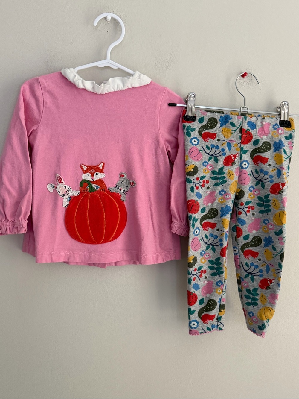 Baby Boden Pink Pumpkin Patch Shirt with Leggings